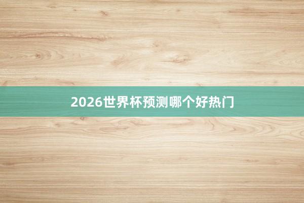 2026世界杯预测哪个好热门